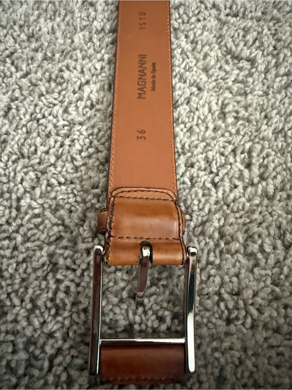 Magnanni 1510 Tan Leather Belt with Silver Buckle size 36